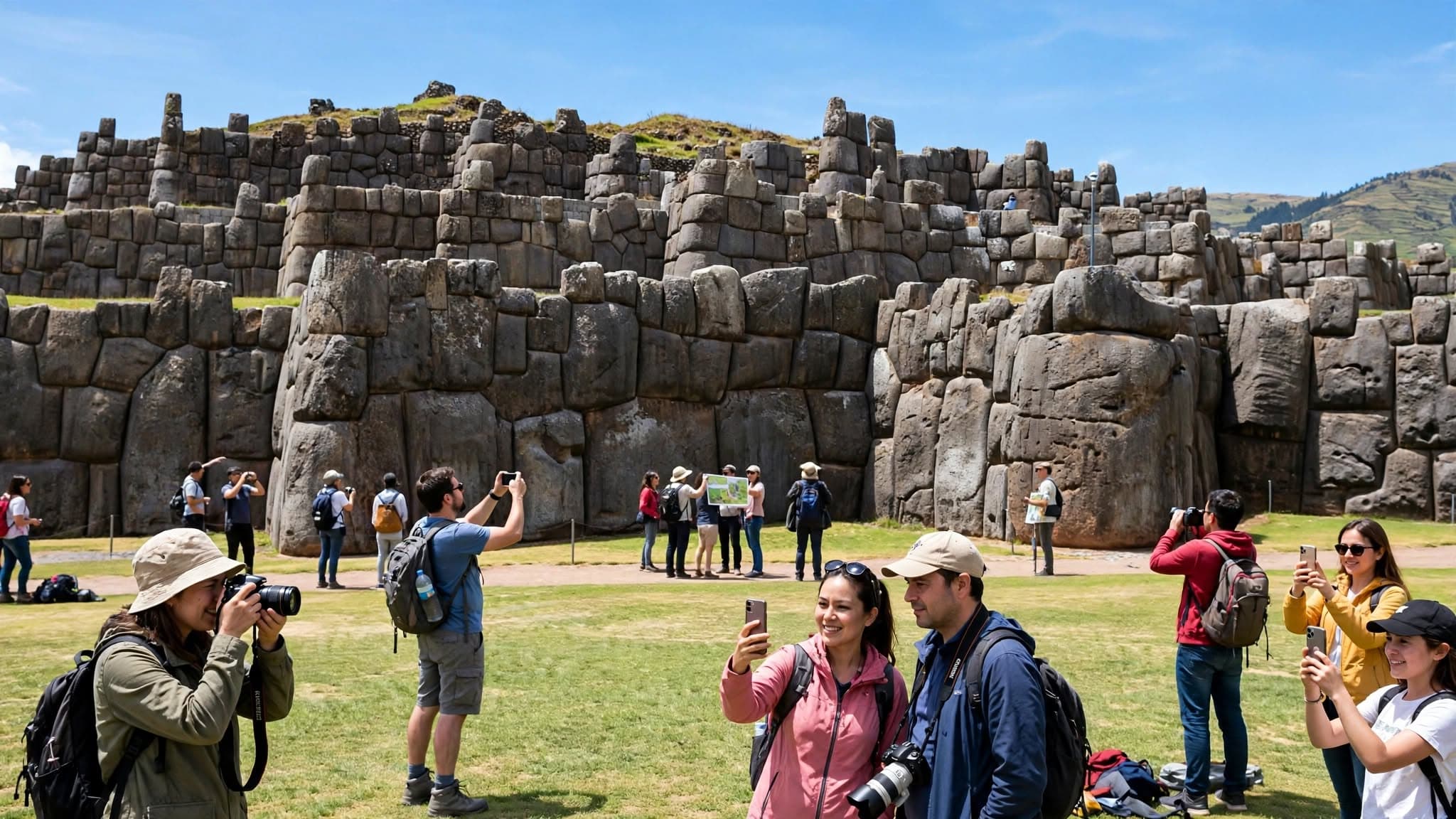 Sacsayhuamán con visitantes