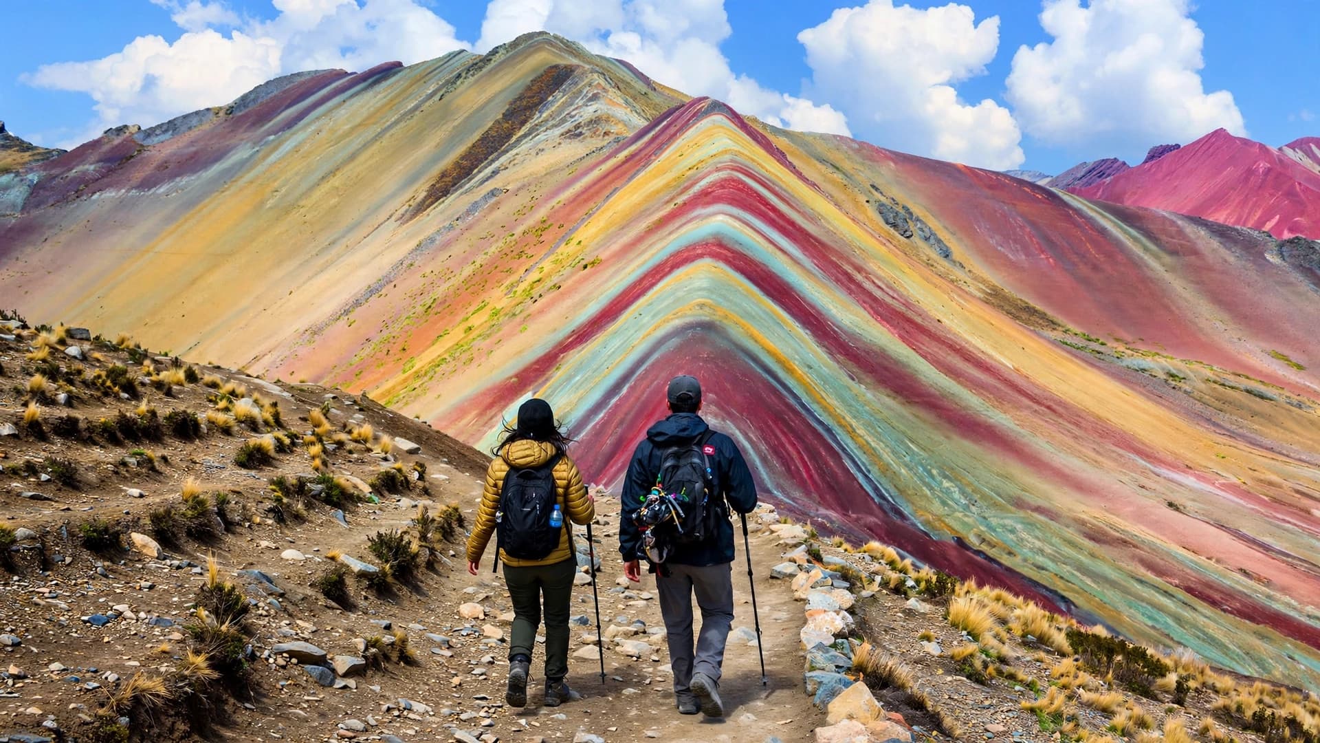 Dos personas en la Montaña de Colores